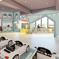 Kindergarten Interior Design With Castle Themed Play Area And Gas Station Role Play Setup