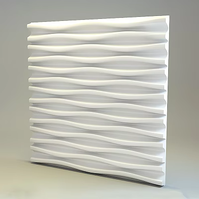 White Wavy Striped Sculpture With Layered Stacked Design And Three Dimensional Texture 3d model