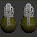 Two Green Hand Grenades With Metallic Fuse Mechanism And Safety Pins