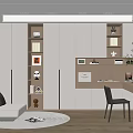 Modern Study Room Interior With Built in Bookshelves Writing Desk Cozy Sofa And Warm Lighting