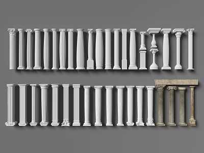 Diverse Set Of Architectural Columns Featuring Various Designs And Styles 3d model