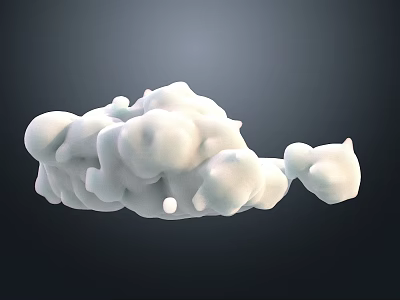 White Cloud Like Landscape Sculpture With Foam Texture And Dark Background 3d model