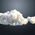 White Cloud Like Landscape Sculpture With Foam Texture And Dark Background 3d model