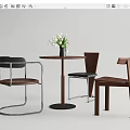 Modern Casual Table and Chair Combination Dining Table and Chair Coffee Table and Chair Combination Round Table Wood 3d model