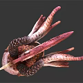 Artistic Two Red Orange Dragon Head Sculptures With Detailed Horns And Wings