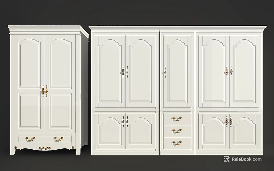 Elegant White Wardrobe Design With Multiple Doors Drawers And Classic Style 3d model 