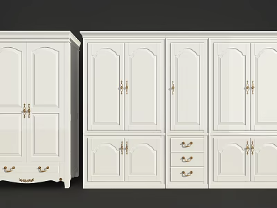 Elegant White Wardrobe Design With Multiple Doors Drawers And Classic Style 3d model