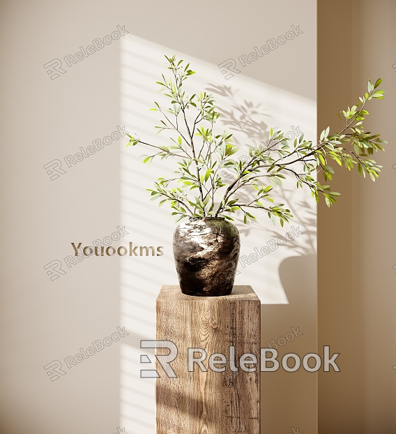 Modern vase plant ornaments model