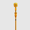 Gold Microphone On Standing Pole As Entertainment Appliance With Sleek Design