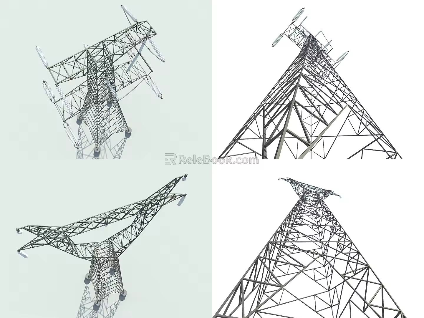modern tower high voltage transmission line tower 3d model