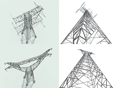 modern tower high voltage transmission line tower 3d model