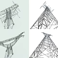 modern tower high voltage transmission line tower 3d model