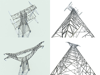 modern tower high voltage transmission line tower 3d model