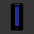 Futuristic Computer Accessory In Black And Blue Design With Transparent Panel And Glowing Edges