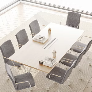 Modern conference table and chair combination 3d model