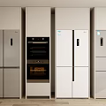 Modern Kitchen Appliances With Built In Oven And Side By Side Refrigerators 3d model