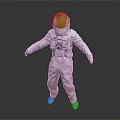 Man In White Astronaut Suit With Helmet And Chest Equipment On Dark Background