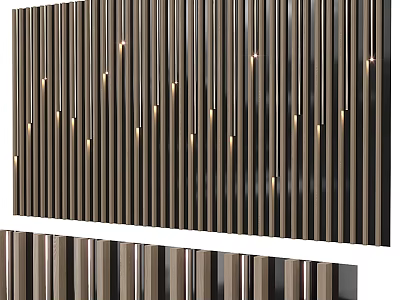 Modern Elegant Luxury Metal Slat Accent Wall With Illuminated Lighting Details 3d model