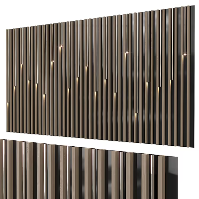 Modern Elegant Luxury Metal Slat Accent Wall With Illuminated Lighting Details 3d model