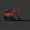 Orange Excavator With Black Bucket Working On Green Grass Outdoor Construction Area