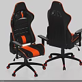 Black And Orange Modern Office Chairs With High Back Armrests And Rolling Wheels