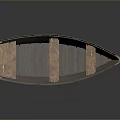 Traditional Wooden Boat With Natural Brown Wood Seats And Smooth Planks Design