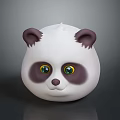 Cute 3D Panda Game And Movie Character With White Body Purple Ears Green Eyes