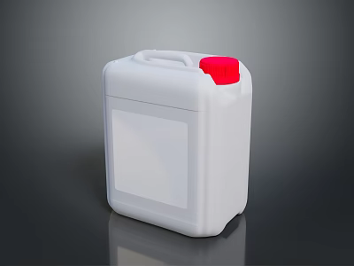 White Plastic Storage Container With Red Lid Handle And Blank Label 3d model