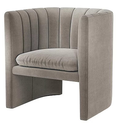 Modern Gray Velvet Single Sofa With Striped Backrest And Armrest For Living Room Interior 3d model