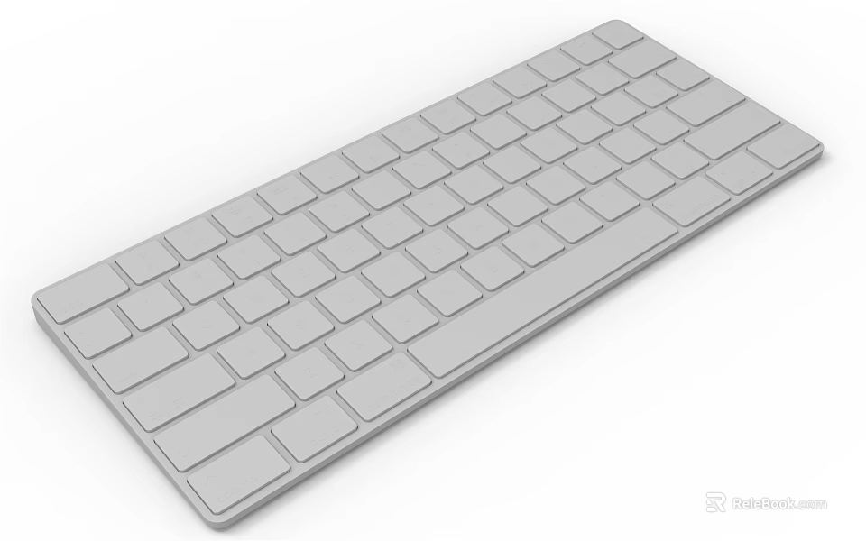 Gray Slim Computer Keyboard with Smooth Key Surface and Modern Design 3d model