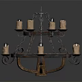 Vintage Metal Chandelier With Multi Tier Design And Candle Shaped Lights
