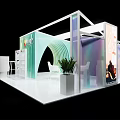 Modern Exhibition Booth Design With Transparent Partitions Round Table And Chairs