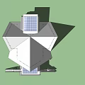 Modern Detached Villa Featuring Geometric Roof Large Glass Windows and Balcony Staircase