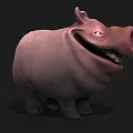 Funny 3D Pink Cartoon Pig Character With Grinning Teeth And Chubby Body