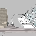 Modern Architectural Complex With Unique Roof Design And Surrounding Green Spaces Roads Water Areas