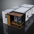 Modern Residential Building With Terrace Patio Chairs Plants And Flat Roof Design