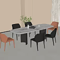 Modern Dining Table and Chair Combination Dining Chair Dining Table 3d model