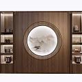 New Chinese-style circular niche background wall 3d model