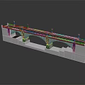 Detailed Arch Bridge Model With Street Lamps And Multiple Arch Structure 3d model