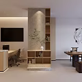 Modern Public Office Space With Open Layout Desks Bookshelves Green Plants And Decorative Art