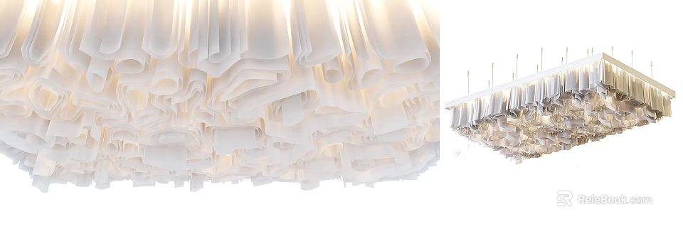 Stylish Modern White Layered Pleated Chandelier Design For Interior Decoration Spaces 3d model 