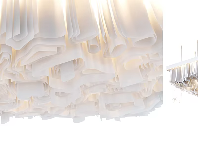 Stylish Modern White Layered Pleated Chandelier Design For Interior Decoration Spaces 3d model