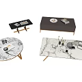 Stylish Coffee Tables Featuring Various Designs Marble Texture Round Rectangular Shapes And Decor Items