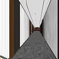 Modern Elevator Corridor Interior With Curved Walls And Wooden Gray Floor