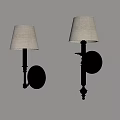 Elegant Gold Base Wall Lamps With Beige Lampshade On Light Wall And Vertical Stripe Decor
