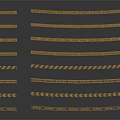 Different Types Of Yellow Warning Tapes With Striped Text And Crescent Patterns