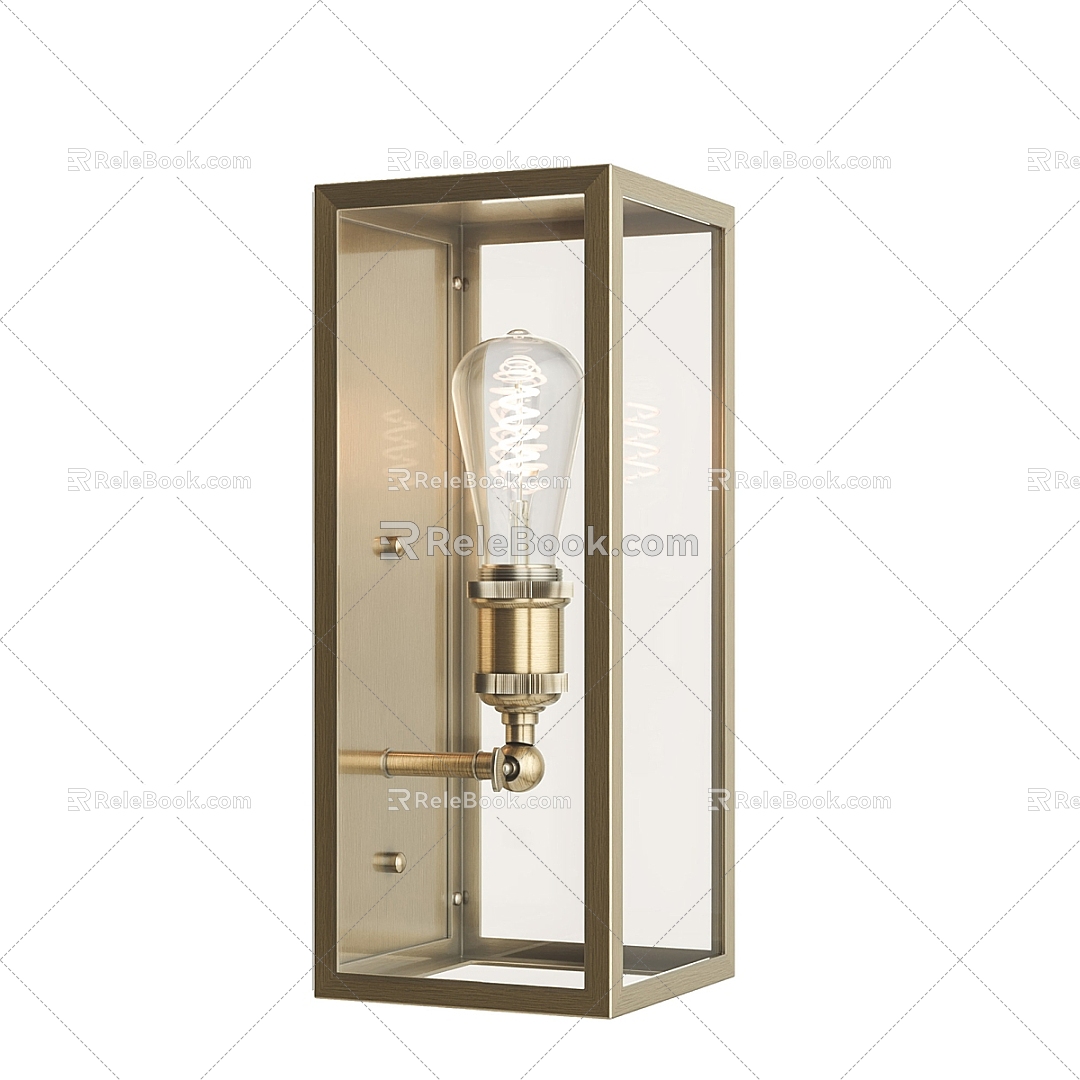 Modern retro metal glass wall lamp 3d model