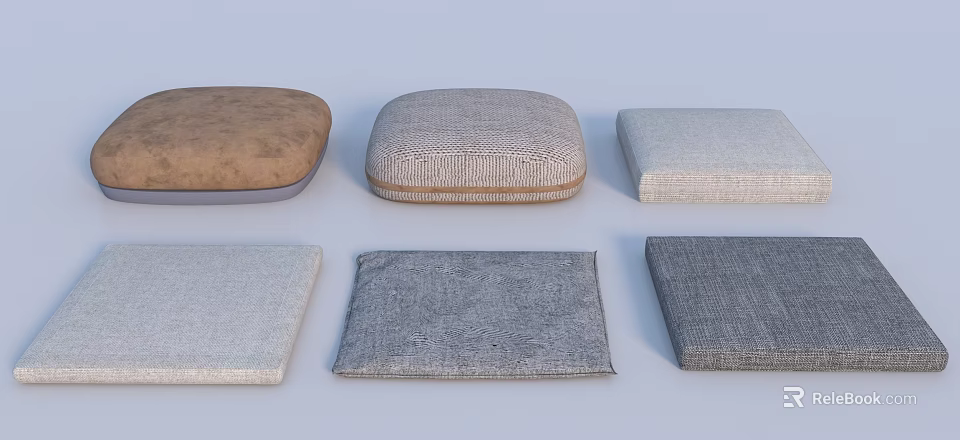 Assorted Colored Seat Cushions in Various Shapes for Home Living Needs 3d model 