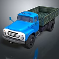 Blue Vintage Truck With Green Wooden Cargo Bed And Classic Design