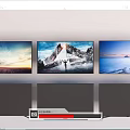 Multiple TVs Displaying Various Scenes And Grey Screens In On Off States